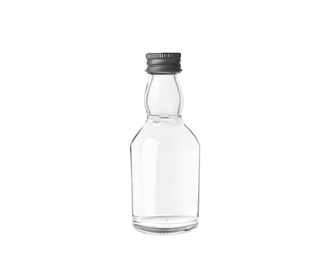 Pusta Mini 50ml okrągła butelka whisky Kieszonkowa szklana butelka na alkohol z czarną nakrętką GPI